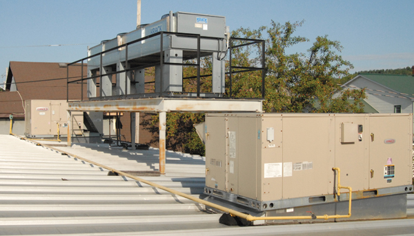 Kudrinko’s new DC supports two Lennox HVAC units that flank a condenser.