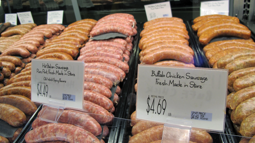 Store-made product like sausages help distinguish the offerings.