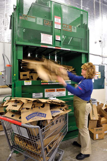 Recycling cardboard at Weis is one of the chain’s longstanding initiatives. 