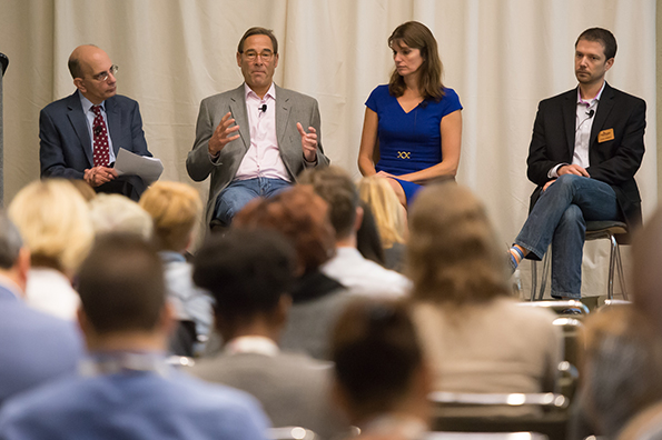 SNâ€™s David Orgel (left) moderates consumer insights panelists John Grubb of Sterling Rice Group, Kim Kirchherr of IGA and Eric Pierce of New Hope Natural Media.