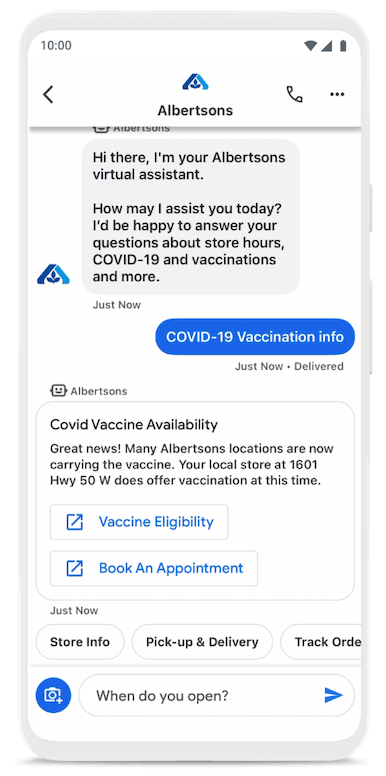Albertsons Google-Business Messages-COVID vaccines.png