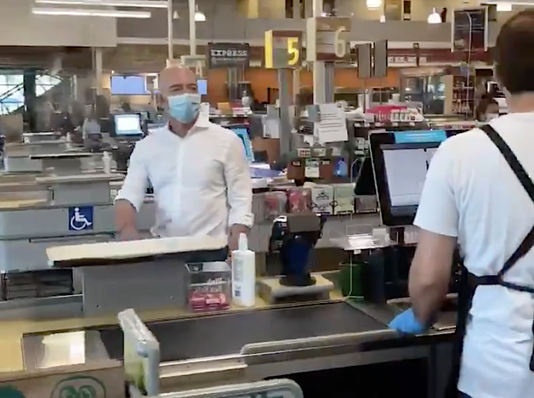 Jeff Bezos-Whole Foods store visit-COVID19 pandemic