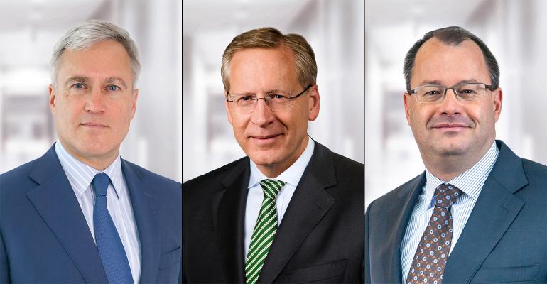 Frans Muller left will fill in as Food Lion and Hannaford39s interim leader and Kevin Holt middle will head up the Giant and Stop amp Shop banners following the departure of former GiantStop amp Shop head honcho James McCann right 
