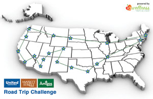 Employee teams at United Supermarkets take a virtual road trip after completing health and wellness activities.