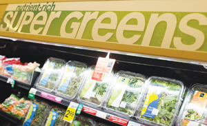 Safeway employs an extensive, clean signage program that highlights nutrients and health benefits.