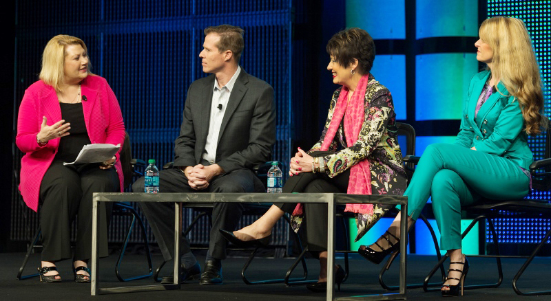 Joan Toth of the Network of Executive Women, far left, led a panel on "leadership Lessons from the C-Suite" that included Andy Callahan of Hillshire Brands Co., Marnette Perry of Kroger Co., and Stacy Pugh of Coca-Cola Refreshments.