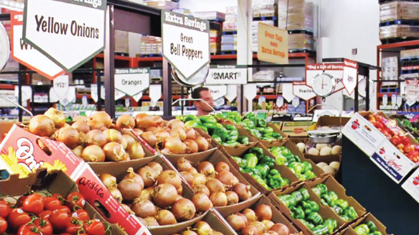 Produce displays reflect WinCo’s streamlined, low-cost approach to merchandising.