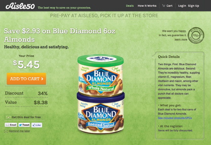 A Blue Diamond almond deal at Homeland is touted as a 34% savings.