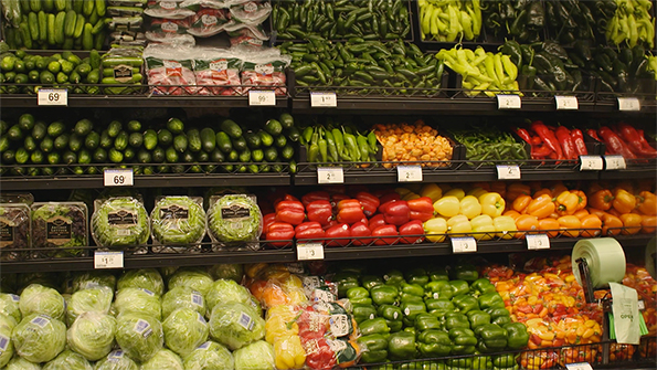 Produce on display at a Kroger store.